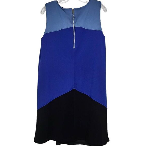 Tahari Color Block Sleeveless Blue Black Shift Dress Size 12 - Picture 5 of 9